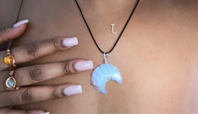 Opalite moon necklace