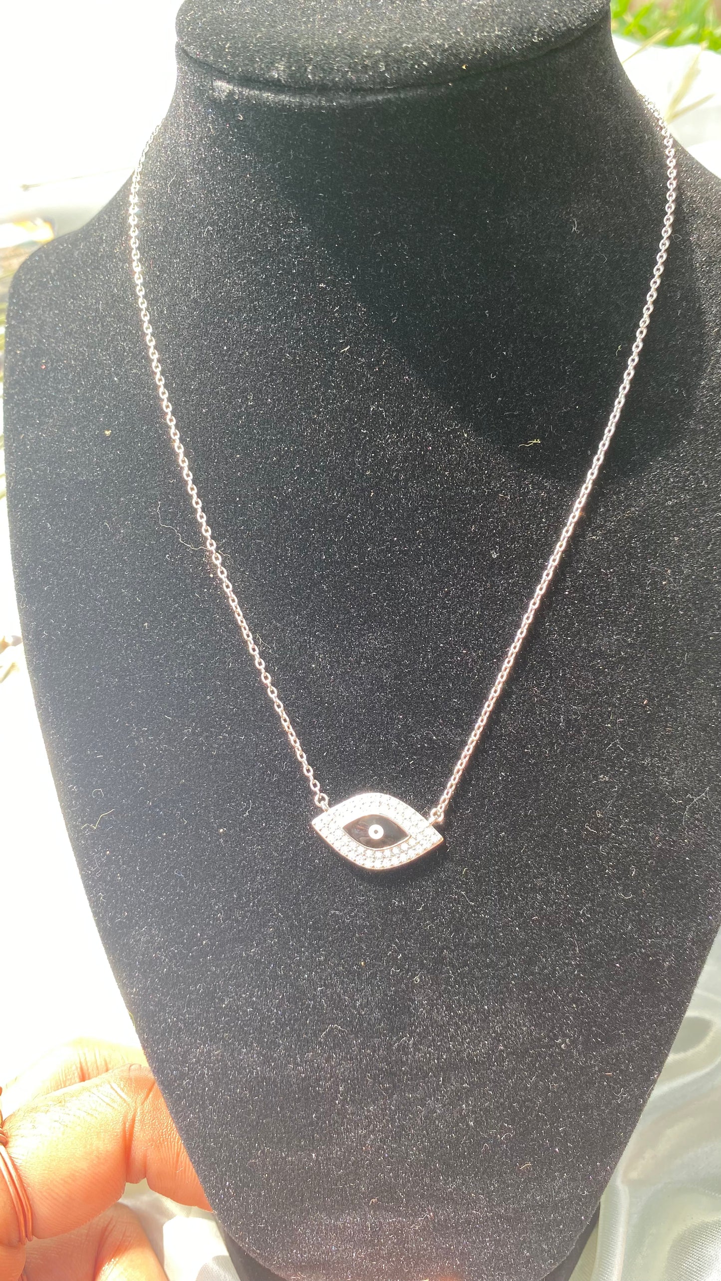 Black Silver Evil eye necklace